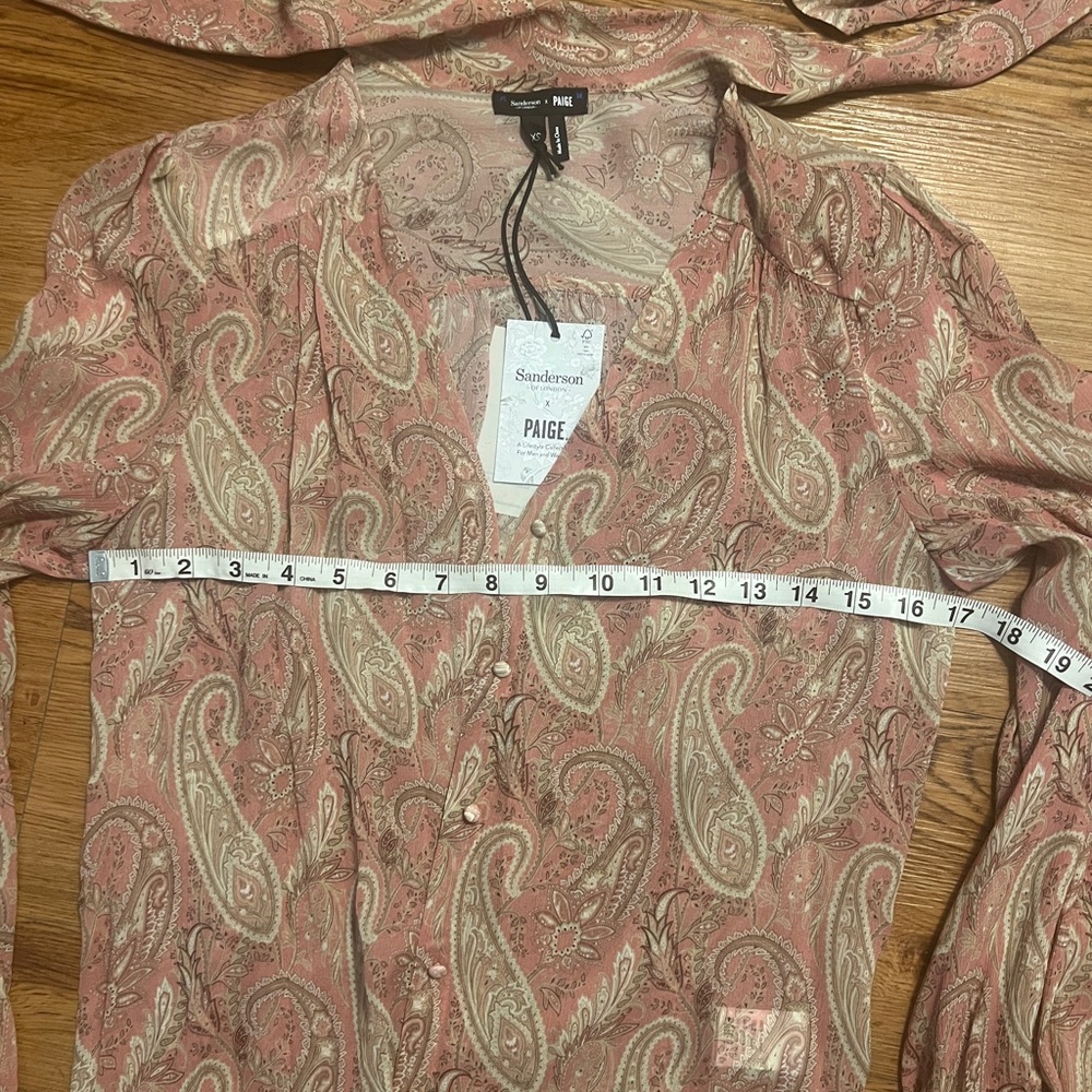 NWT PAIGE Cleobelle Paisley Silk Blouse Size XS - Picture 15 of 16